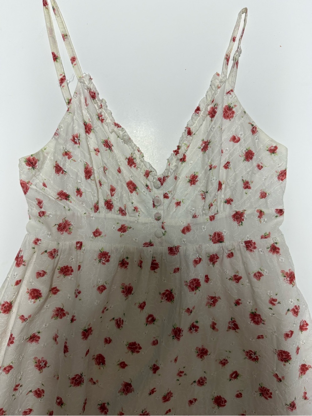 Guess White Dress with Coral Floral Print and Embroidery - Picture 3 of 7